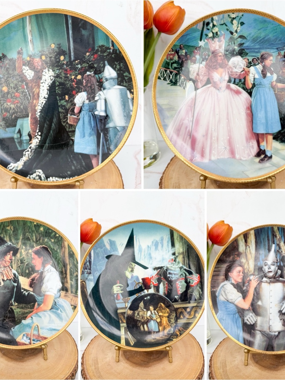 SET OF 5 Vintage Wizard of Oz 50th Anniversary Commemorative Collectible Plates